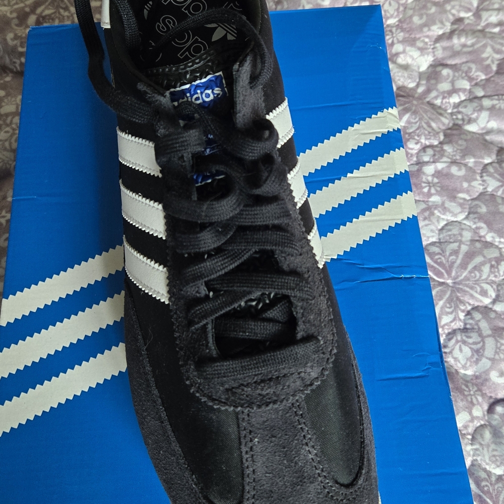Adidas Men's Black and White Sneakers